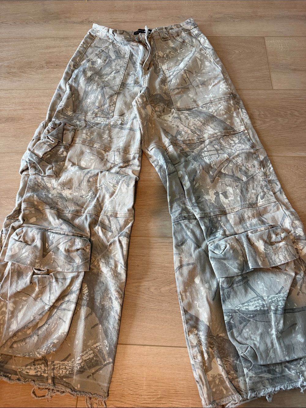 Women’s Beige Camouflage Cargo Pants